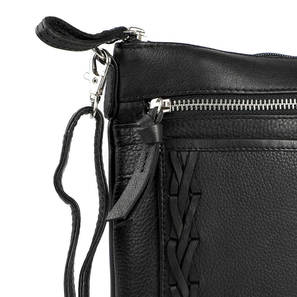 Leather Zip Close Crossbody Bag - JWNBG43000 / 329 276 - Black - Image 6