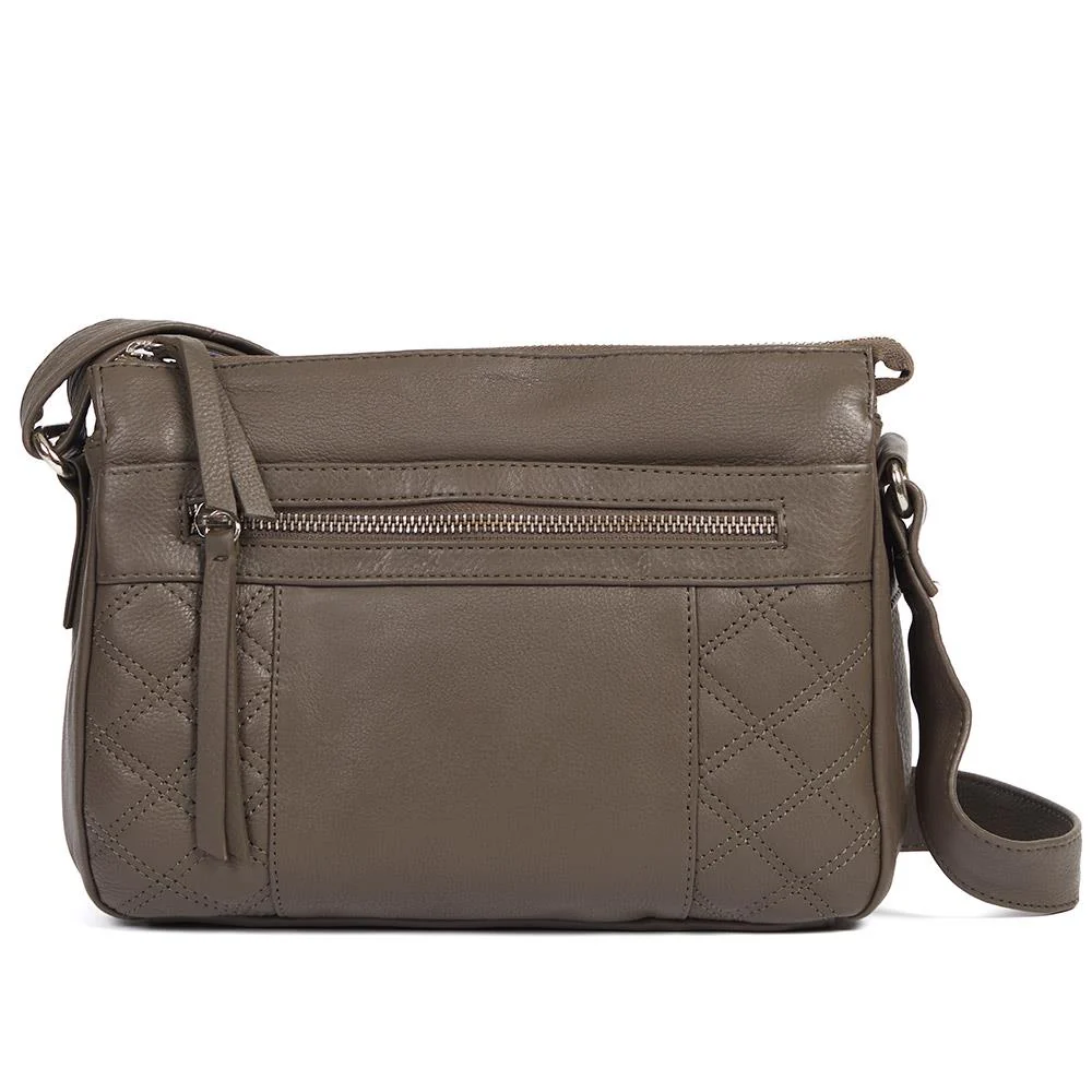 Leather Zip-Close Shoulder Bag - JEWN39003 / 325 229 - Taupe