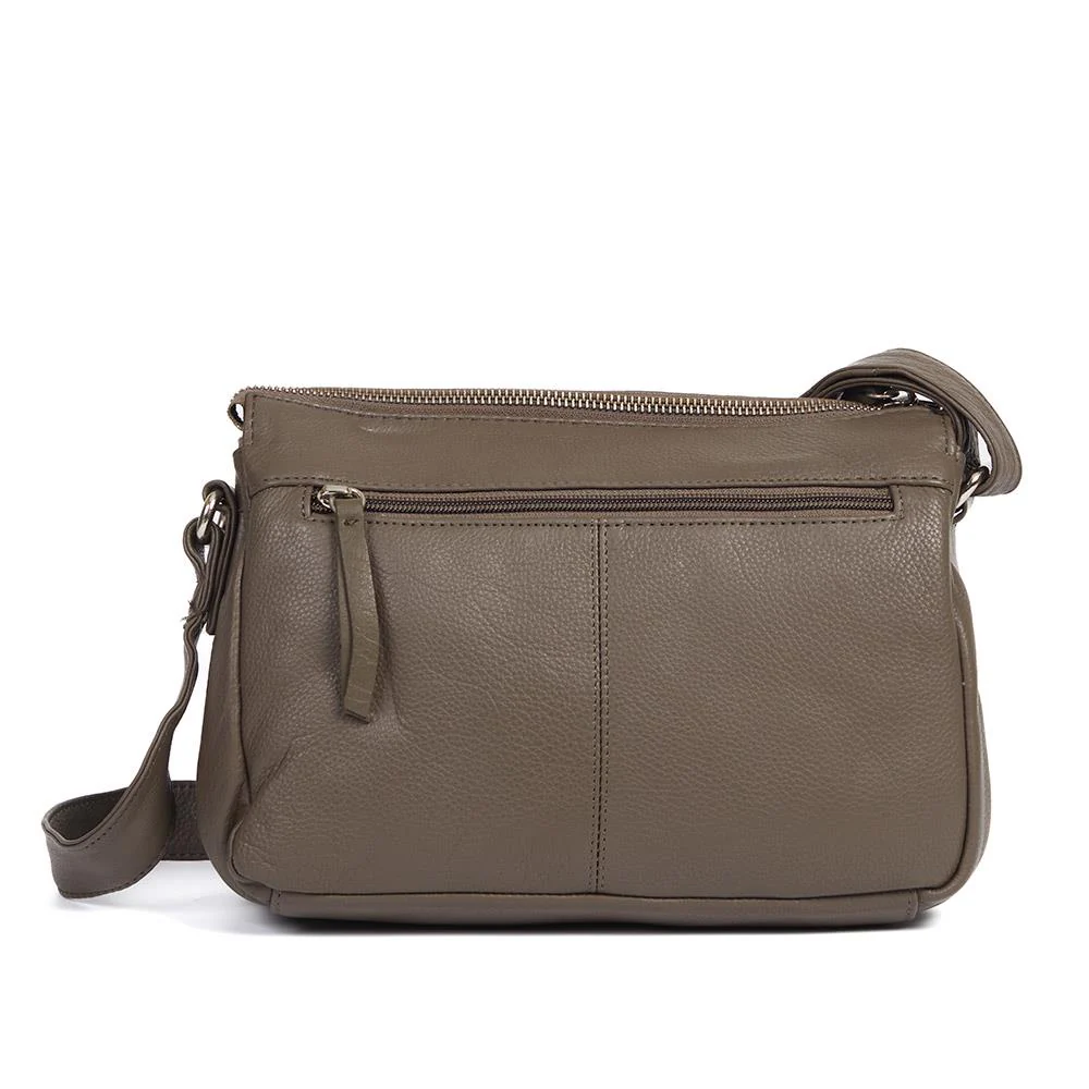 Leather Zip-Close Shoulder Bag - JEWN39003 / 325 229 - Taupe - Image 2