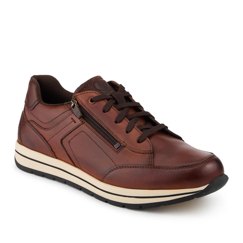 Leather Zip Fasten Cushioning Trainers - PARK42056 / 328 399