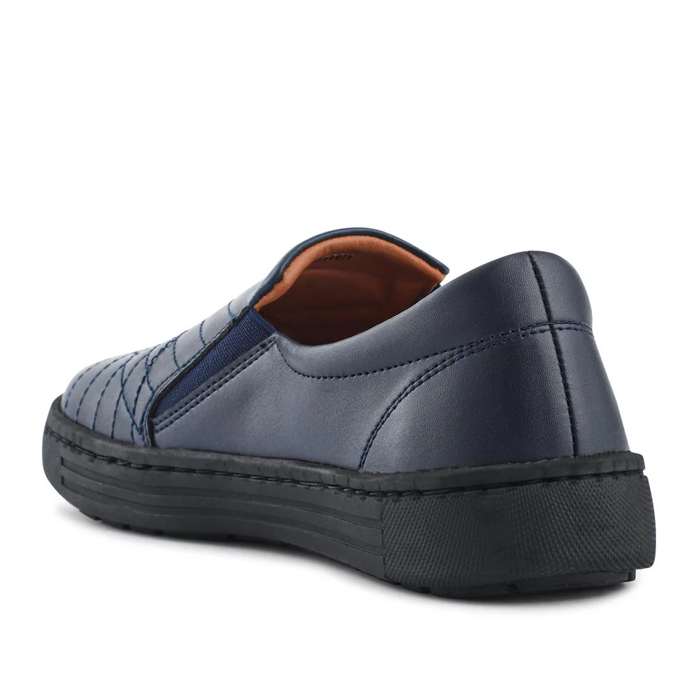 Leather Zip-Fasten Slip-On Shoes - BRK42006 / 327 976 - Navy - Image 3