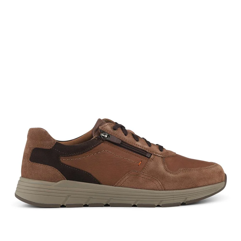 Leather Zip & Lace Fasten Casual Shoes - PARK42052 / 328 395 - Brown - Image 2