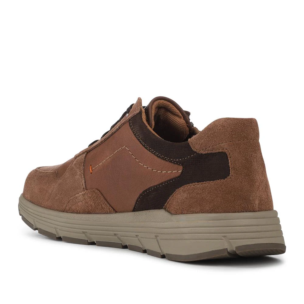 Leather Zip & Lace Fasten Casual Shoes - PARK42052 / 328 395 - Brown - Image 3