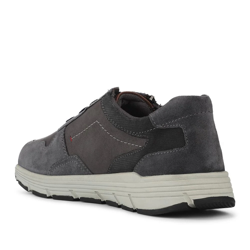 Leather Zip & Lace Fasten Casual Shoes - PARK42052 / 328 395 - Navy - Image 3