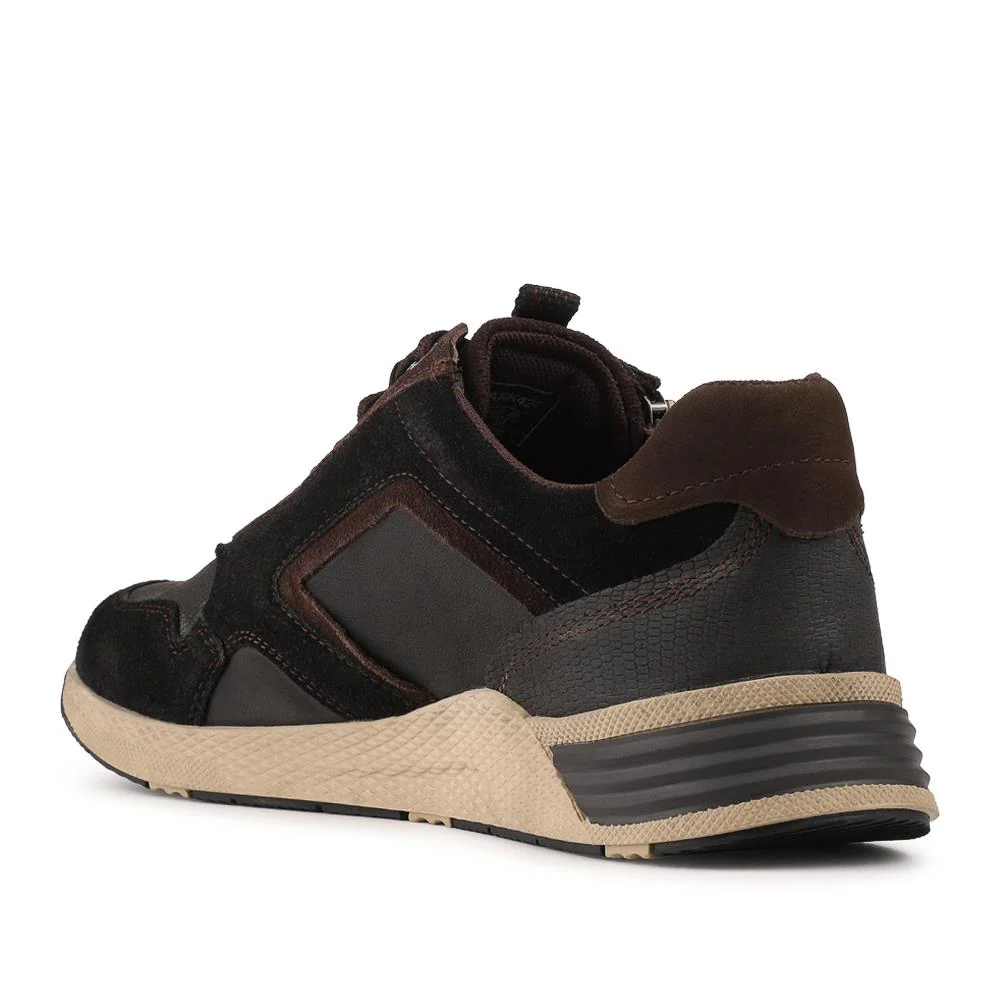 Wide Fit Leather Zip & Lace Up Sporty Trainers - PARK42054 / 328 398 - Black - Image 2