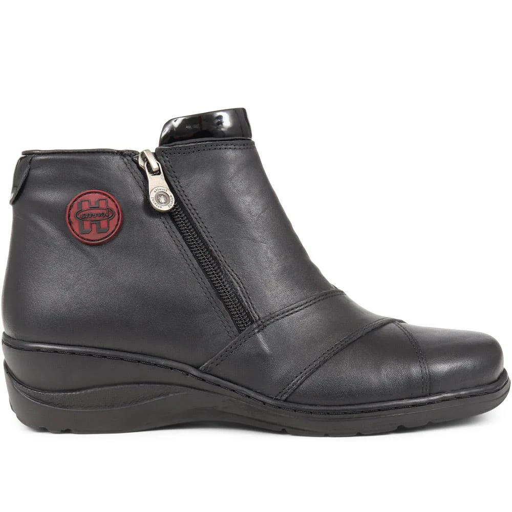 Leather Zip-Up Ankle Boots - HAK38019 / 324 661 - Black - Image 2
