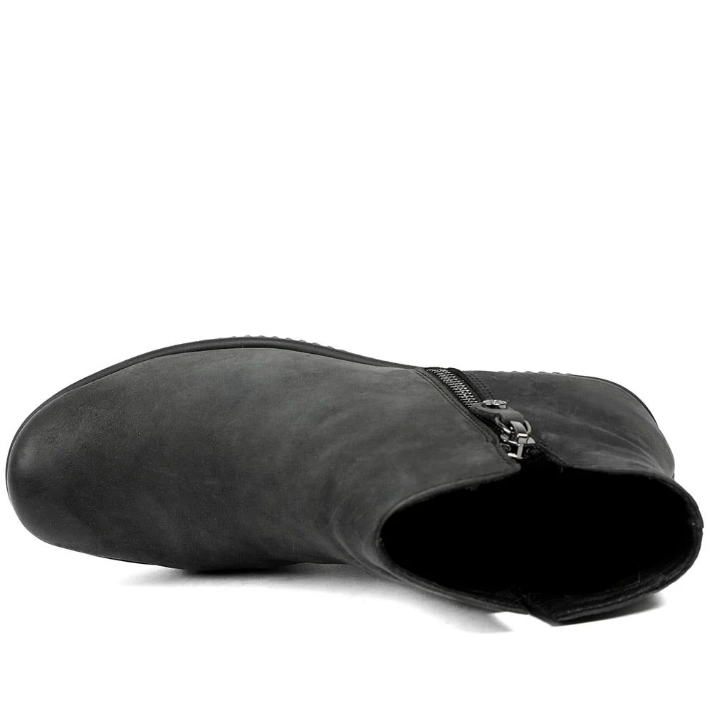 Leather Zip-Up Ankle Boots - VAN40523 / 326 733 - Black Nubuck - Image 4