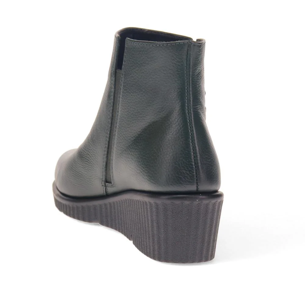 Leather Zip-Up Ankle Boots - VAN40523 / 326 733 - Green - Image 3