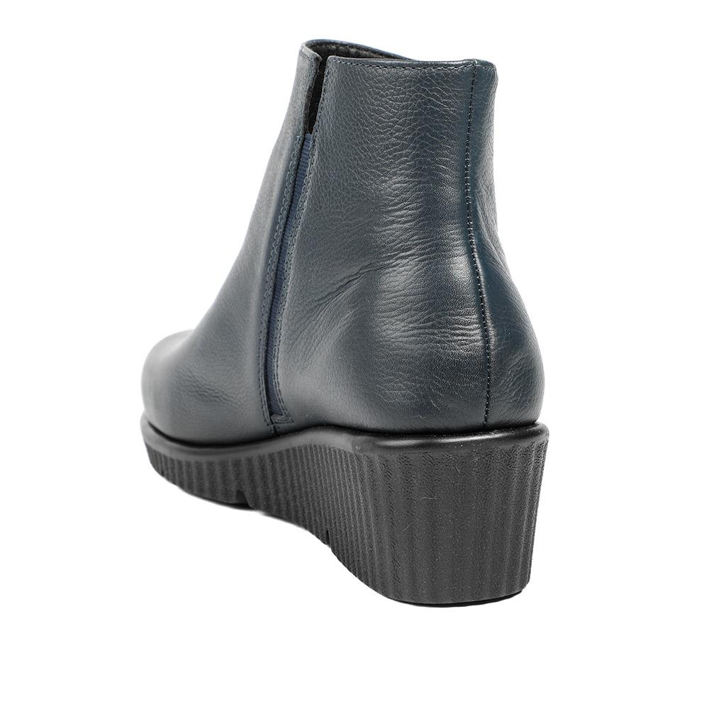 Leather Zip-Up Ankle Boots - VAN40523 / 326 733 - Navy - Image 3