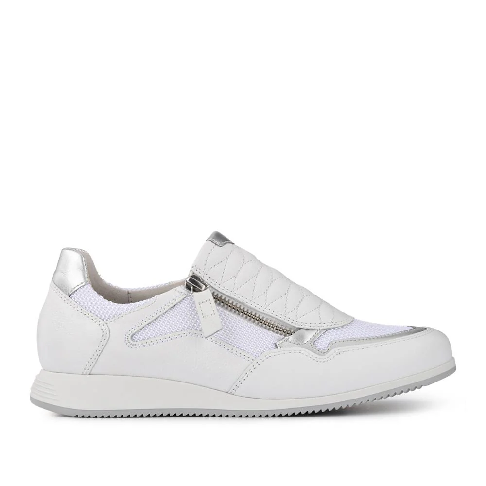 Leather Zip-Up Casual Trainers - GAB41533 / 327 285 - White-Silver - Image 2