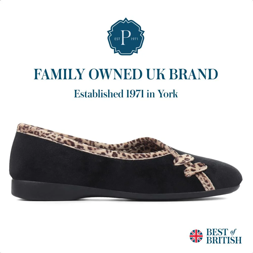 Leopard Print Slippers - FEVI32005 / 319 572 - Black - Image 2