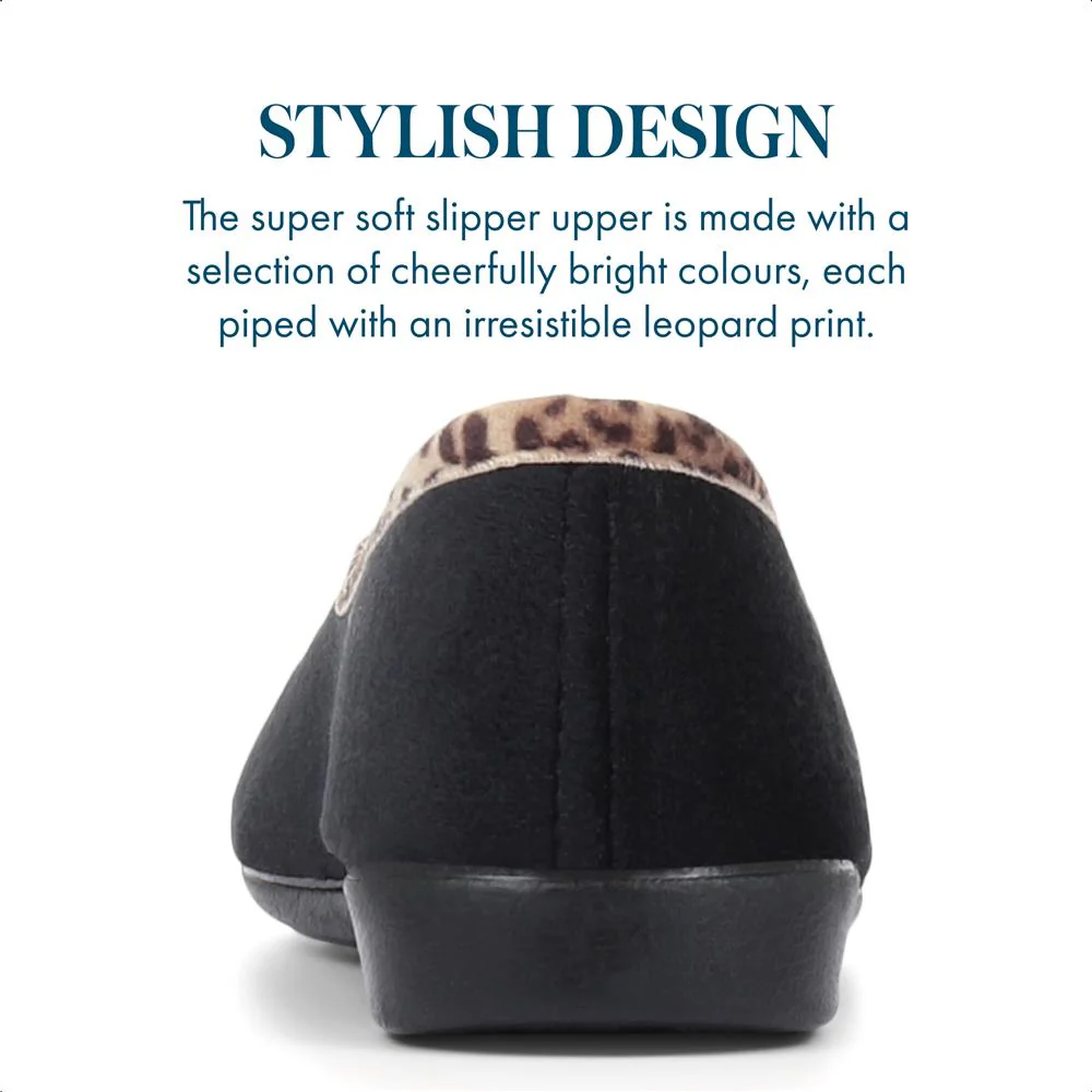 Leopard Print Slippers - FEVI32005 / 319 572 - Black - Image 4