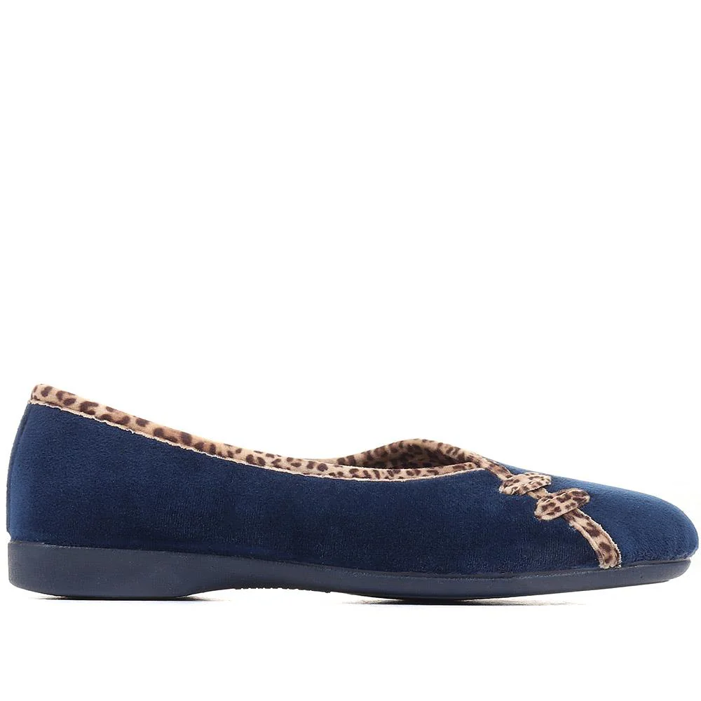 Leopard Print Slippers - FEVI32005 / 319 572 - Navy - Image 2