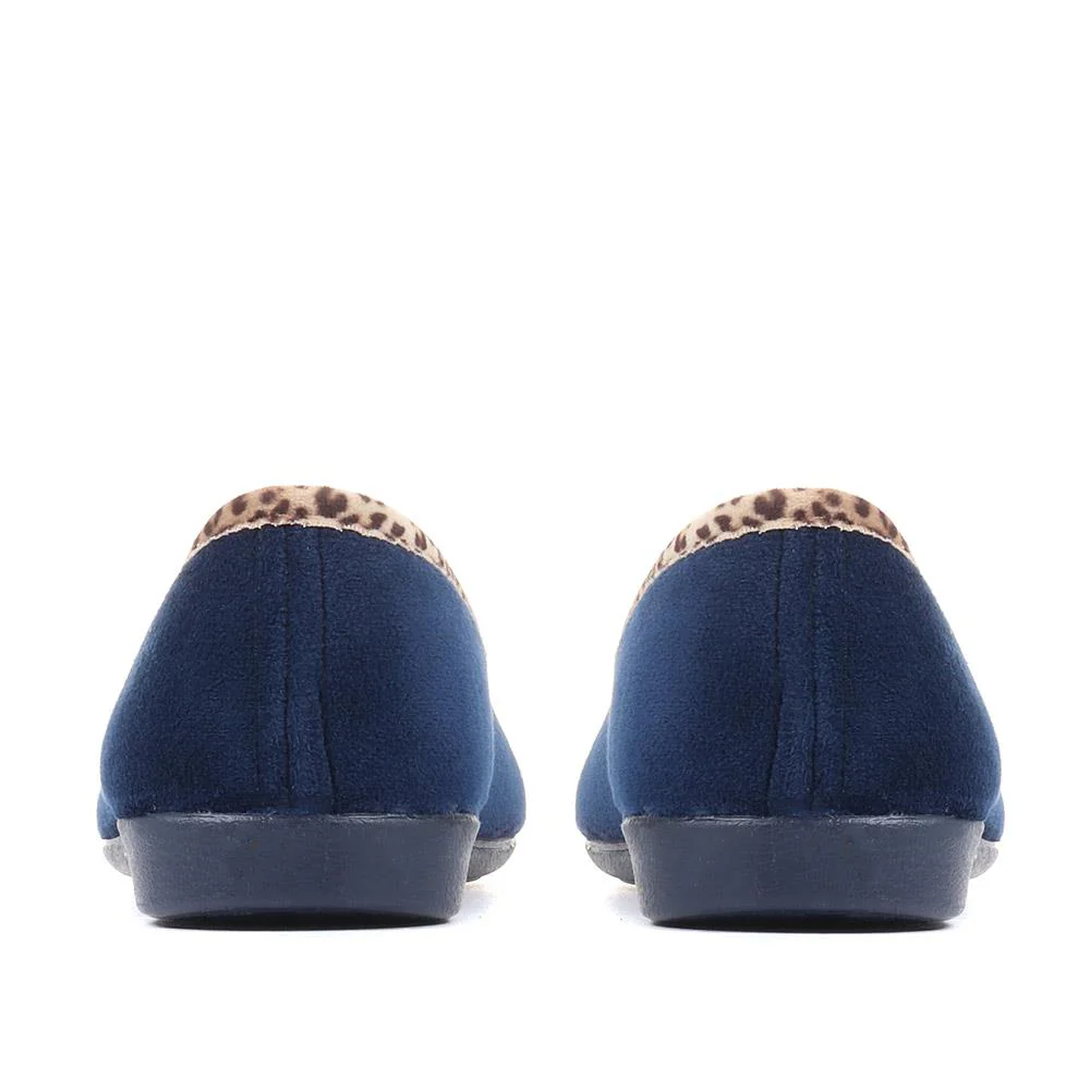 Leopard Print Slippers - FEVI32005 / 319 572 - Navy - Image 3