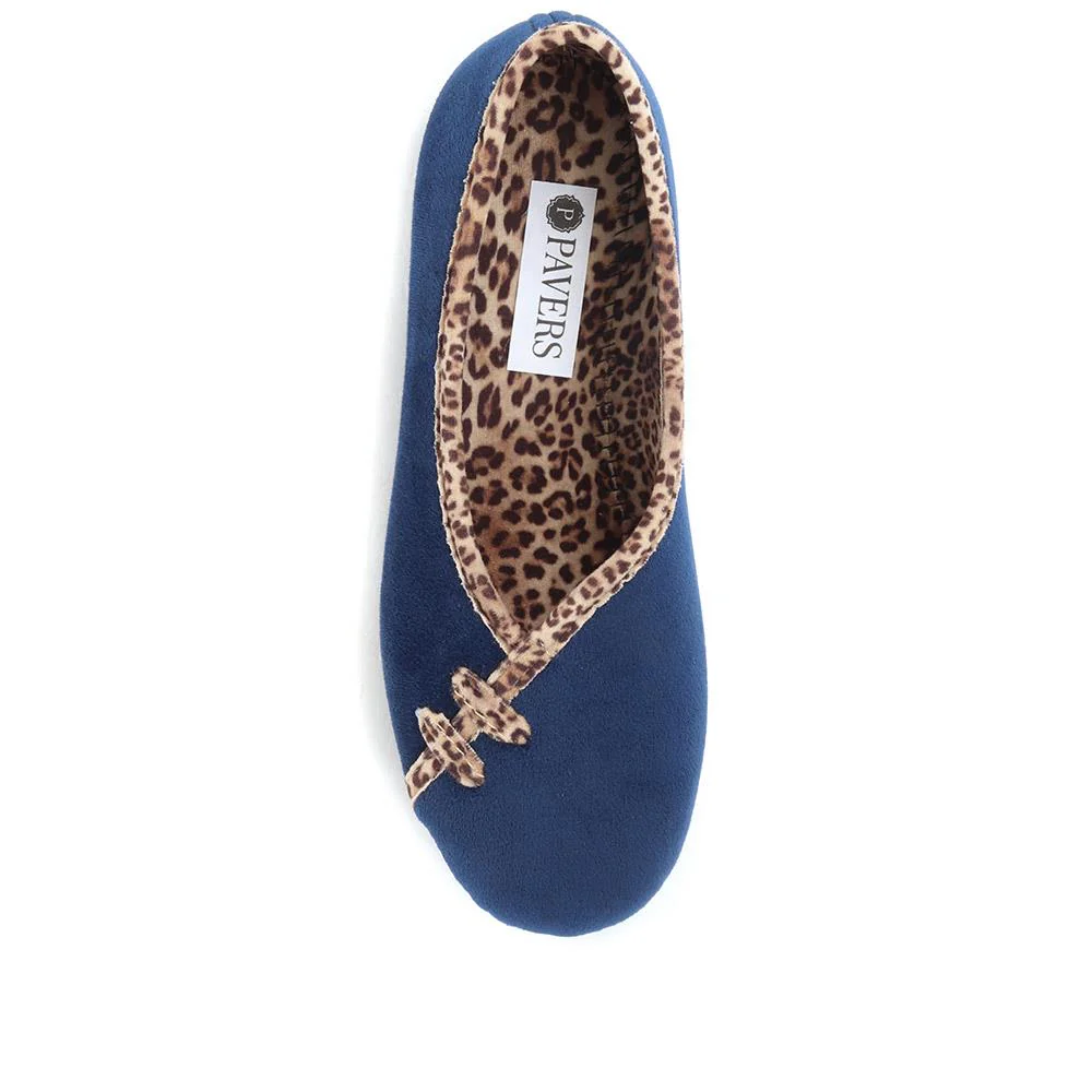 Leopard Print Slippers - FEVI32005 / 319 572 - Navy - Image 4