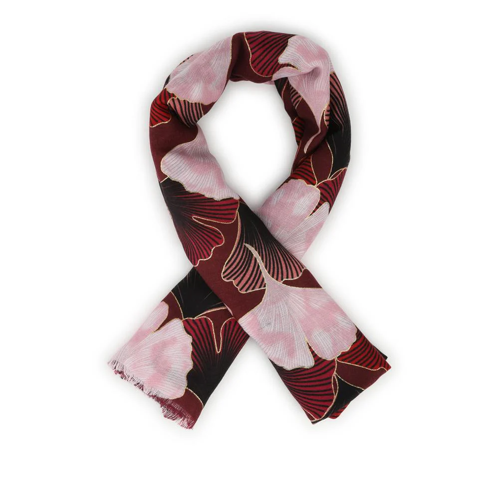 Light Flower Pattern Scarf - HARR42005 / 328 605 - Burgundy Multi - Image 3