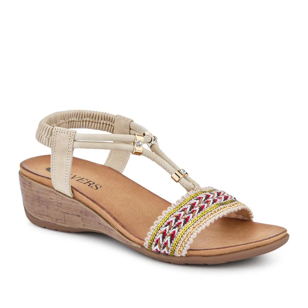 Lightweight Elasticated Wedge Sandals - BAIZH41040 / 327 415 - Beige