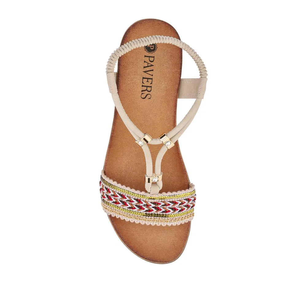 Lightweight Elasticated Wedge Sandals - BAIZH41040 / 327 415 - Beige - Image 4