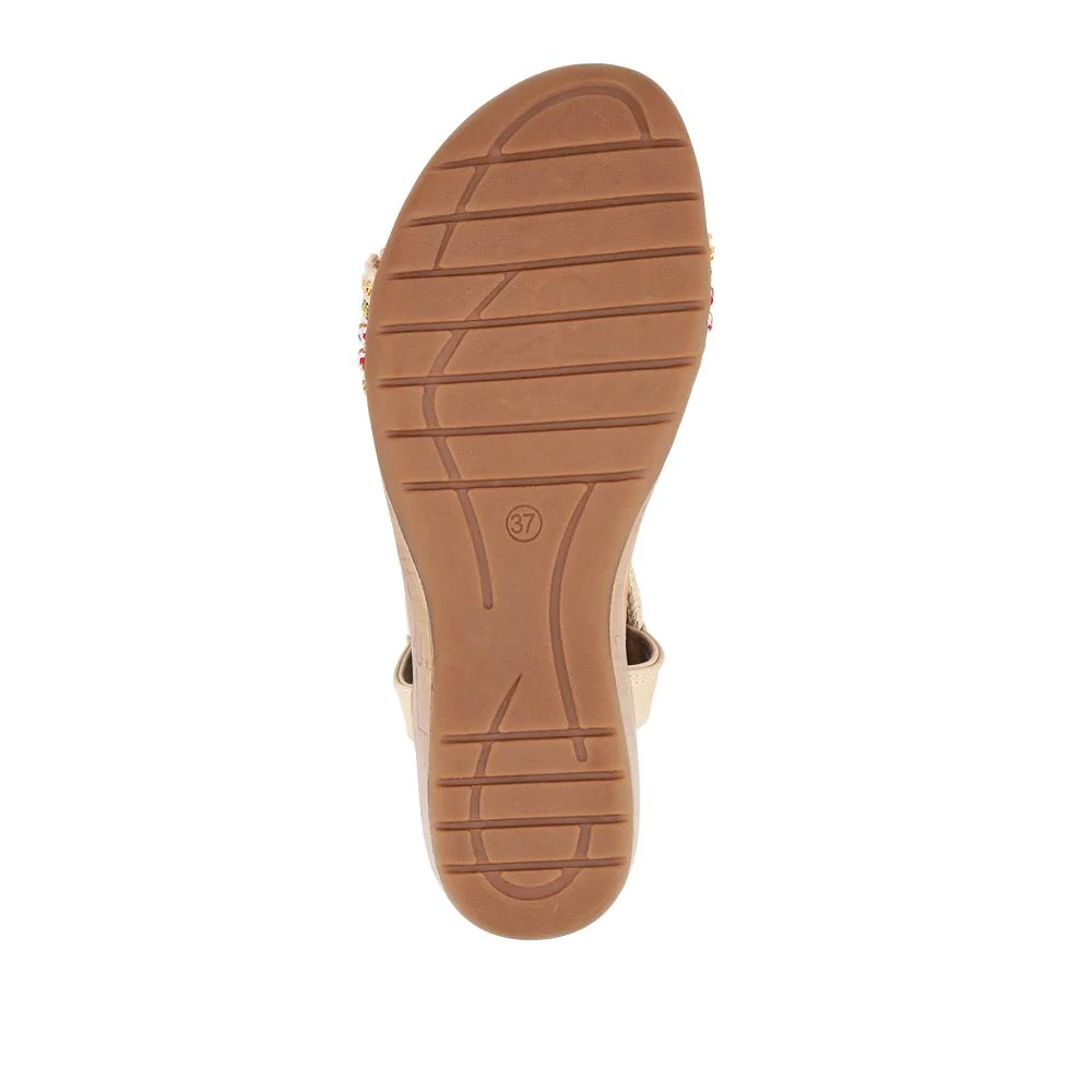 Lightweight Elasticated Wedge Sandals - BAIZH41040 / 327 415 - Beige - Image 6