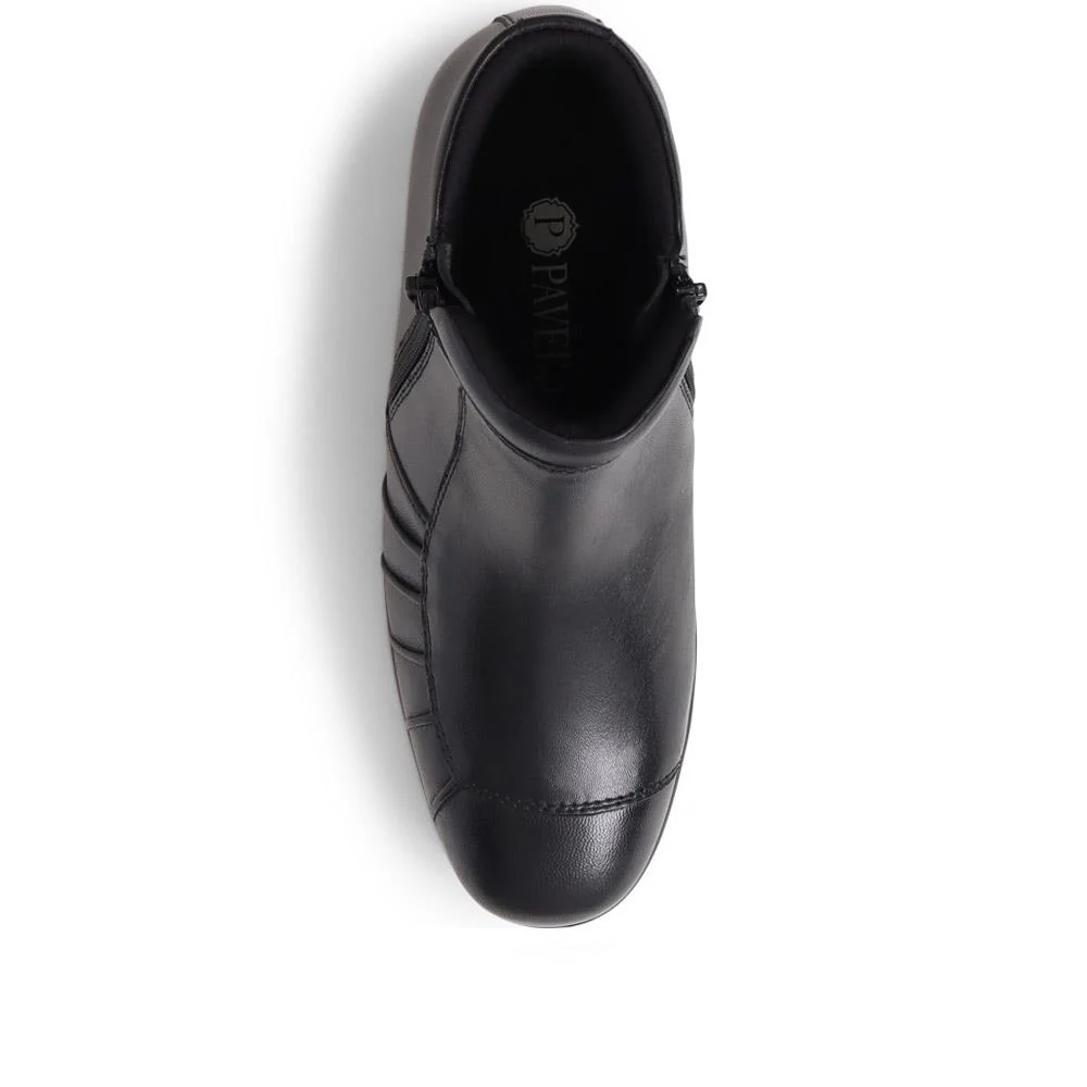 Lightweight Leather Ankle Boots - KF38012 / 324 468 - Black - Image 6