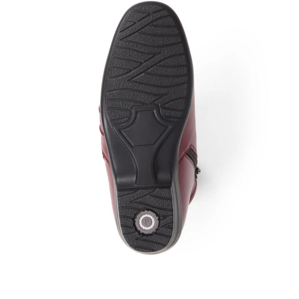 Lightweight Leather Ankle Boots - KF38012 / 324 468 - Burgundy - Image 4