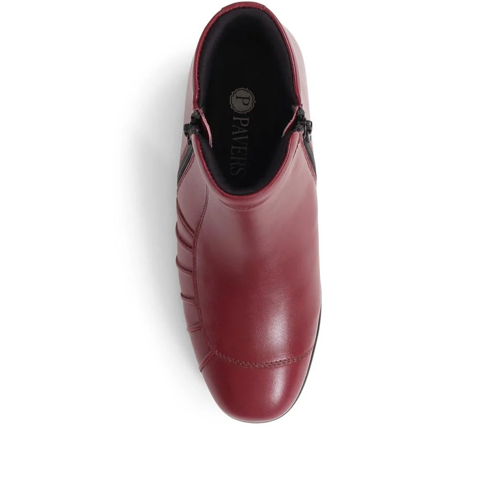 Lightweight Leather Ankle Boots - KF38012 / 324 468 - Burgundy - Image 6