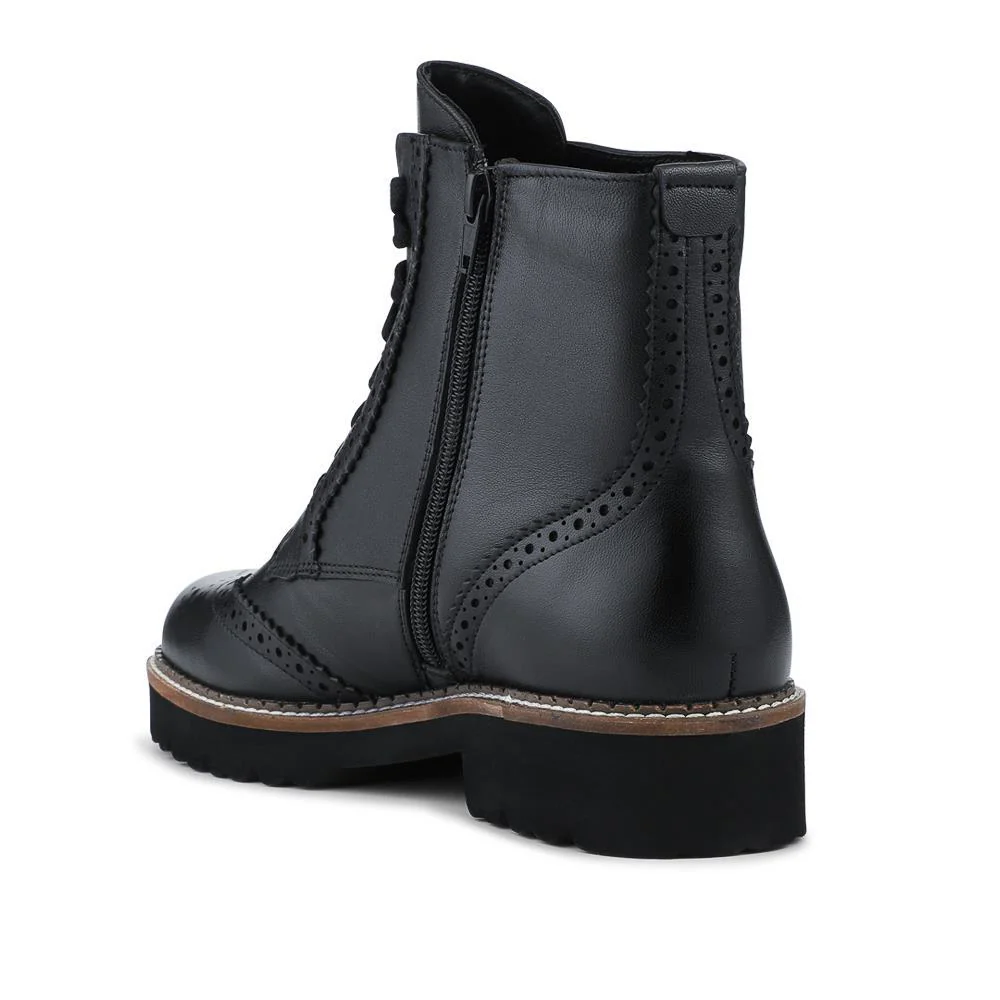 Lightweight Leather Brogues Lace Up Boots - MAGNU42004 / 328 498 - Black - Image 3