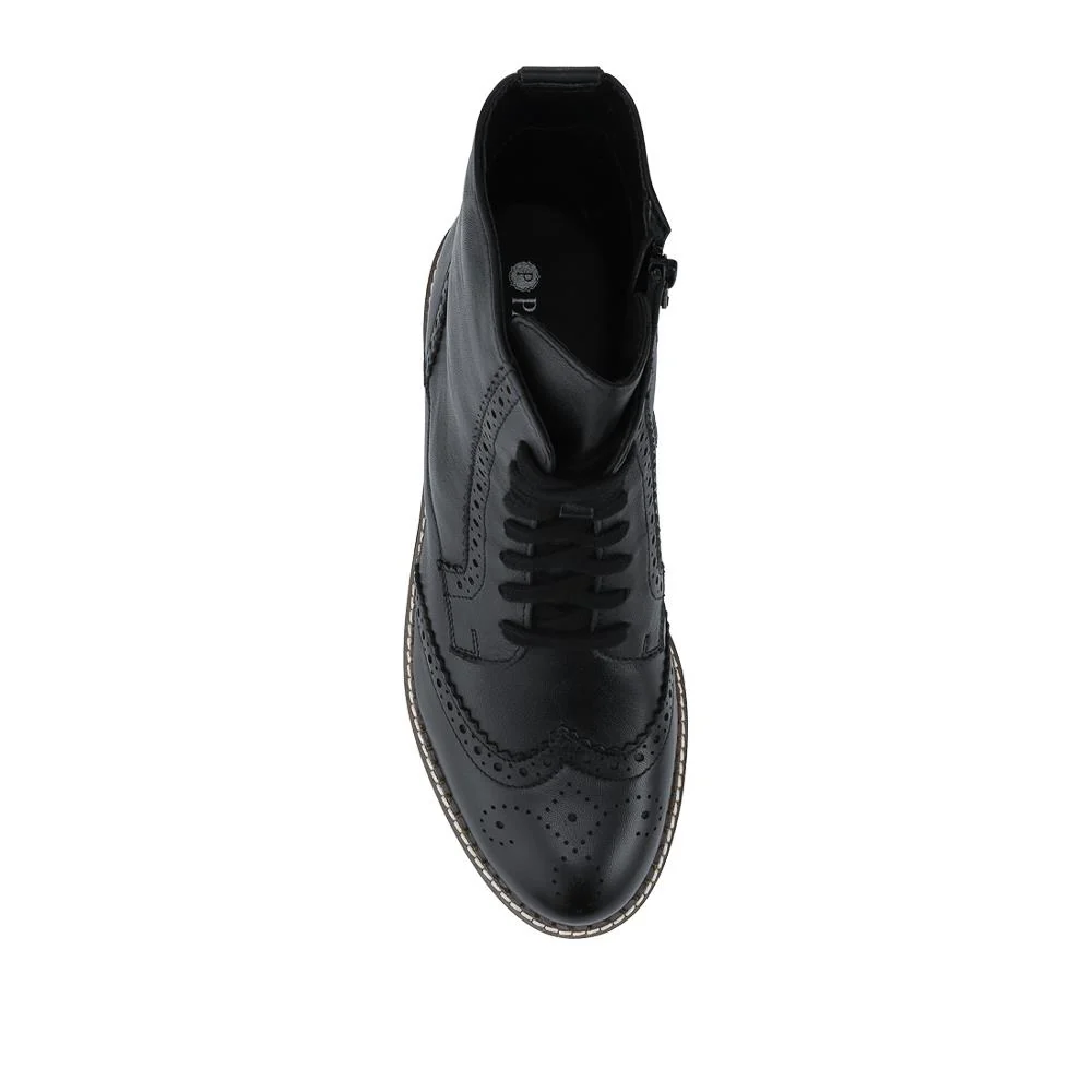 Lightweight Leather Brogues Lace Up Boots - MAGNU42004 / 328 498 - Black - Image 4