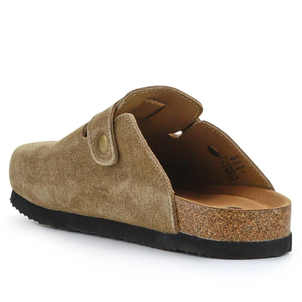 Lightweight Leather Clogs - WBINS41094 / 327 311 - Khaki - Image 4