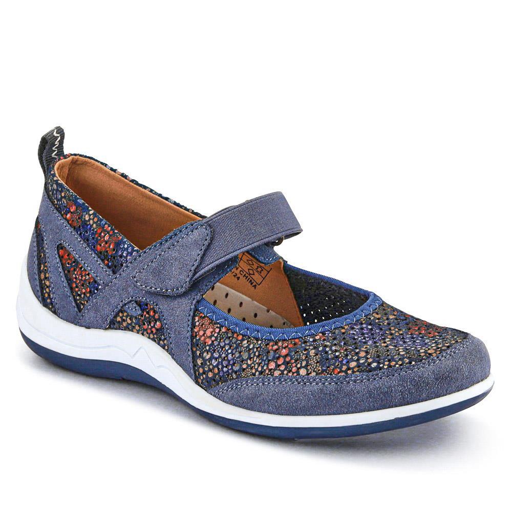Lightweight Mary-Jane Ladies Trainers - BRK33019 / 319 642 - Navy Floral
