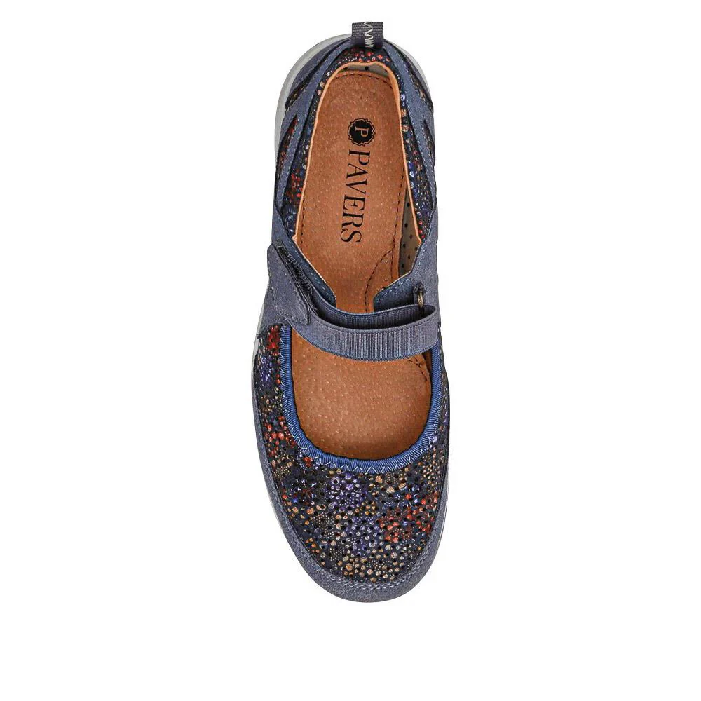 Lightweight Mary-Jane Ladies Trainers - BRK33019 / 319 642 - Navy Floral - Image 5