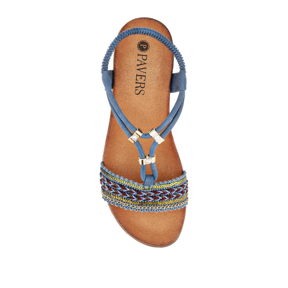 Lightweight Elasticated Wedge Sandals - BAIZH41040 / 327 415 - Navy - Image 4
