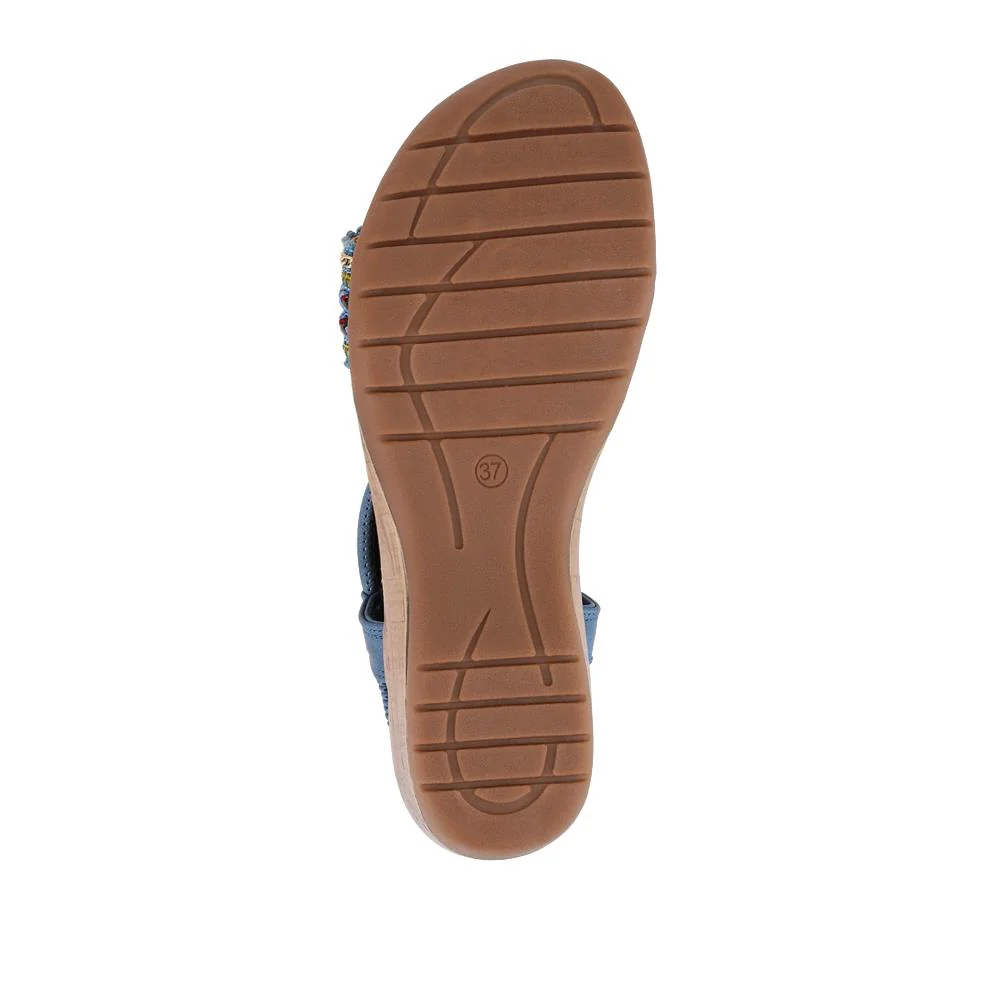 Lightweight Elasticated Wedge Sandals - BAIZH41040 / 327 415 - Navy - Image 6