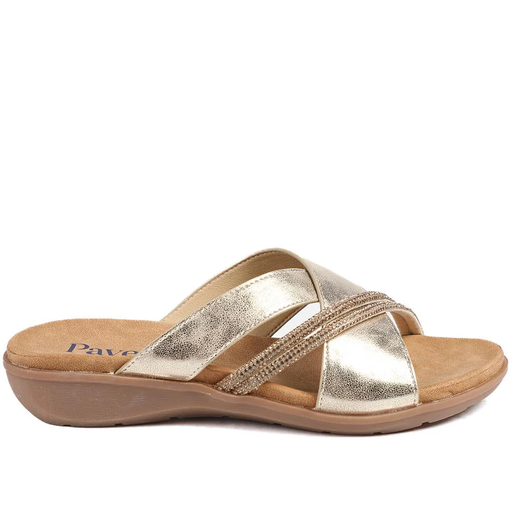 Lightweight Slip On Mule Sandals - BAIZH43010 / 329 165 - Gold - Image 2