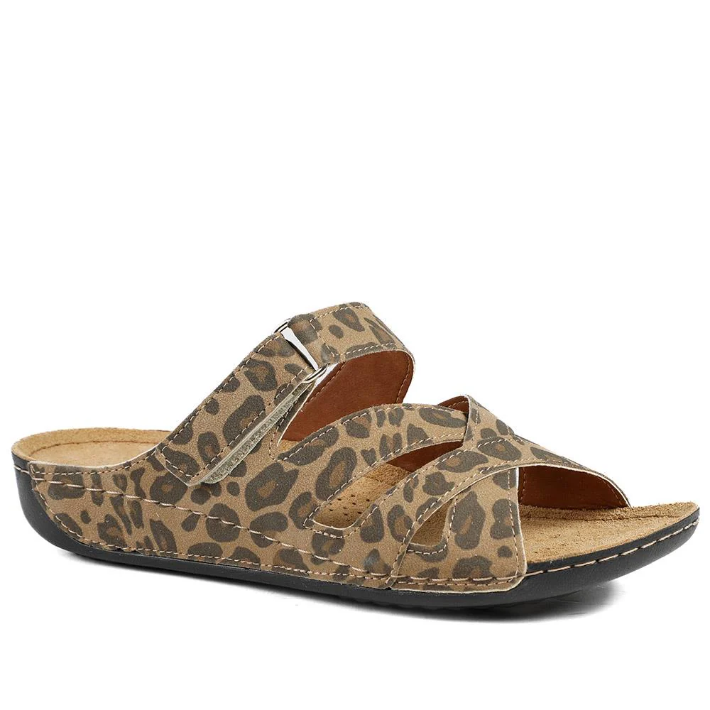 Lightweight Touch Fasten Mules - SERAY41001 / 327 547 - Leopard