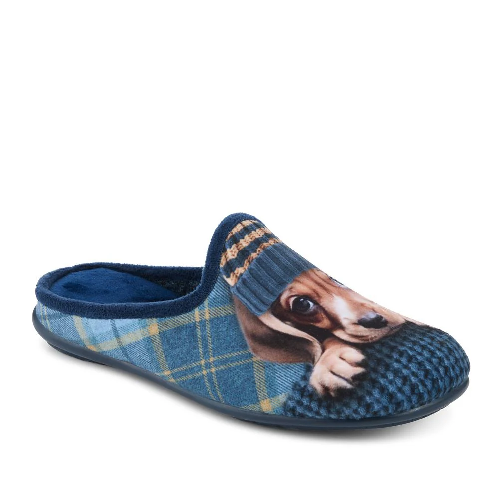 Lightweight Velour Dog Slippers - RELAX42004 / 328 234 - Navy