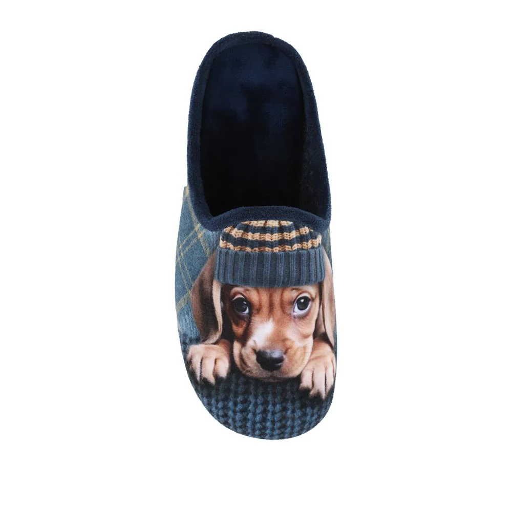 Lightweight Velour Dog Slippers - RELAX42004 / 328 234 - Navy - Image 4