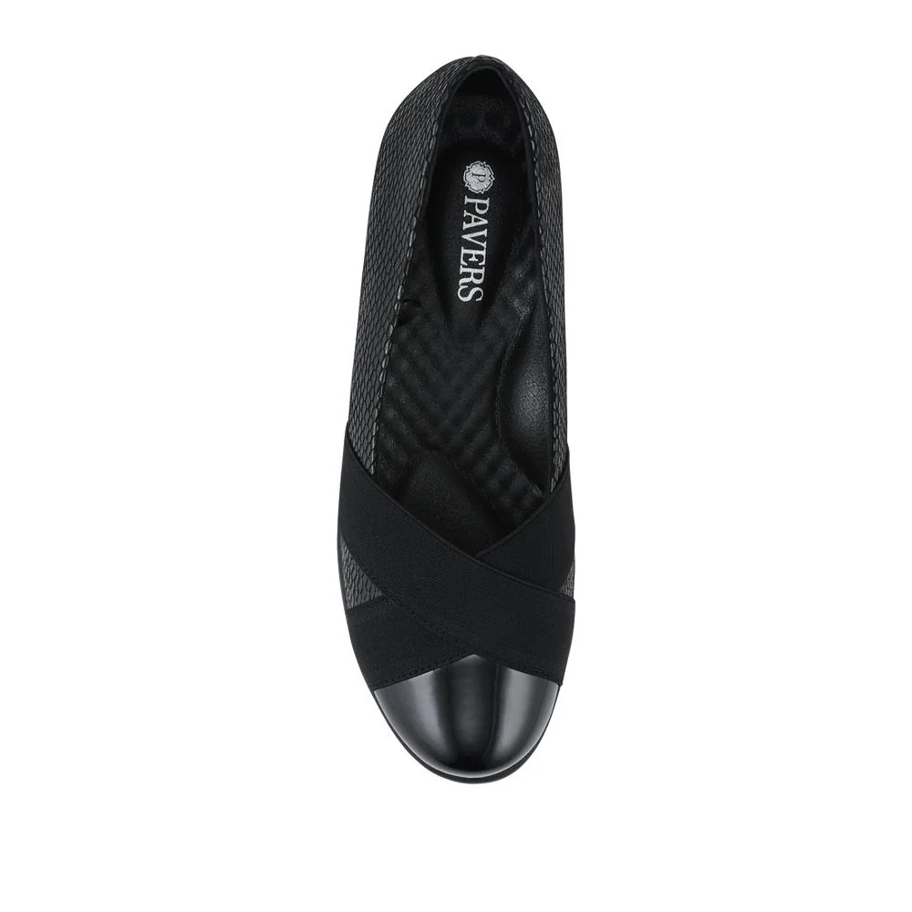 Lightweight Wedge Heel Slip On Shoes - WK42021 / 328 124 - Black-Black Patent - Image 4