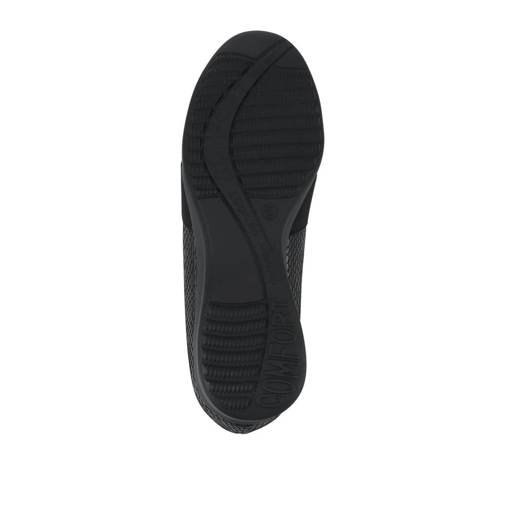 Lightweight Wedge Heel Slip On Shoes - WK42021 / 328 124 - Black-Black Patent - Image 5