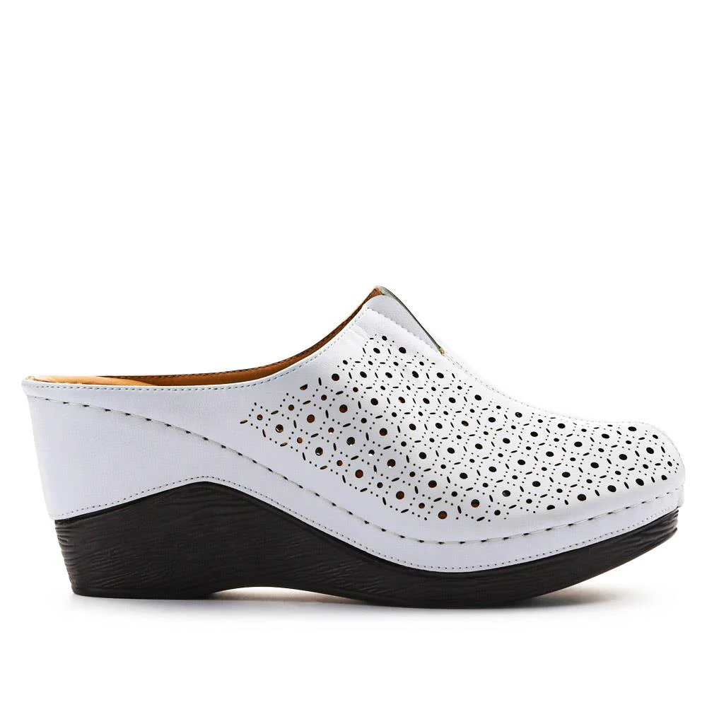 Lightweight Wedge-Heeled Clogs - WLIG41001 / 327 193 - White - Image 2