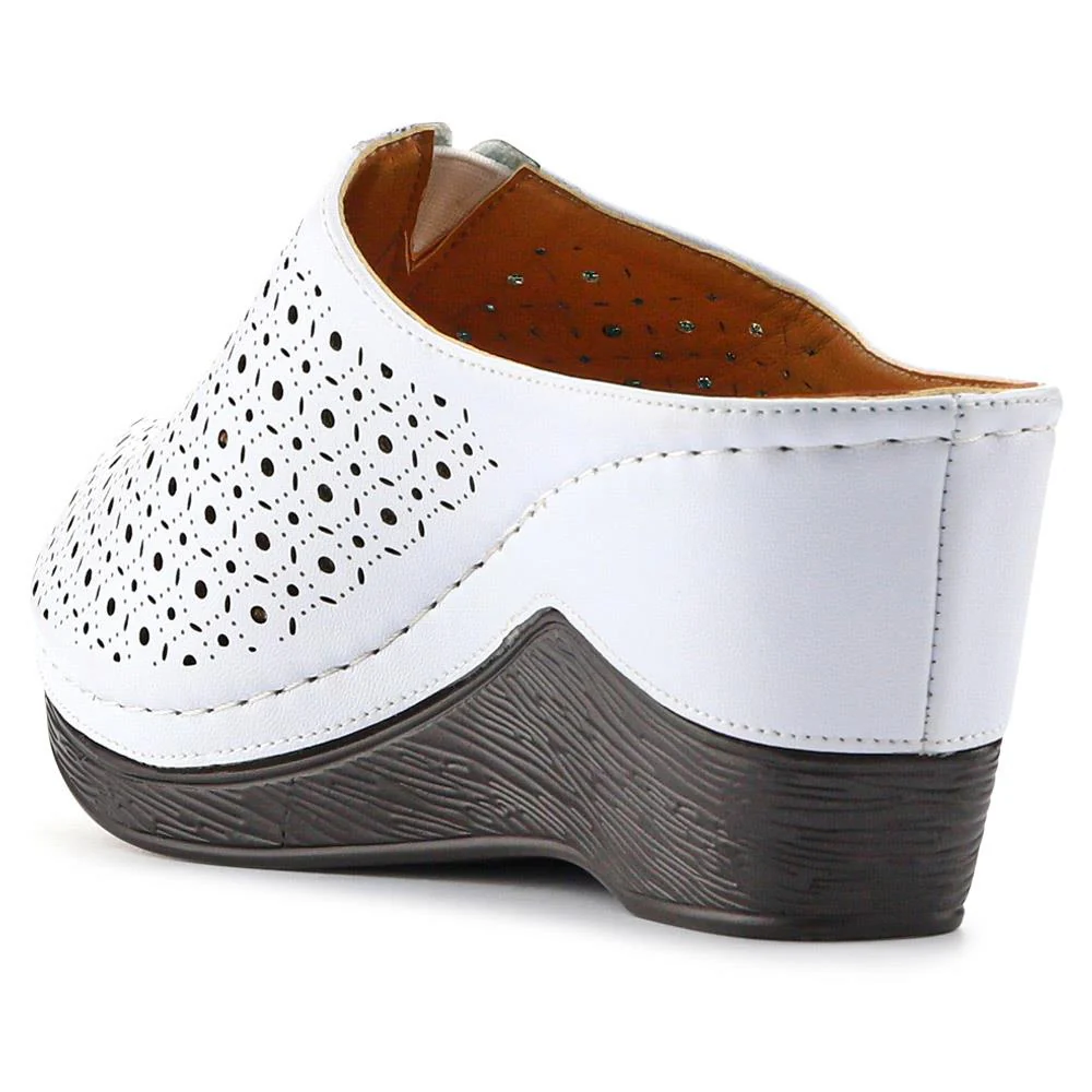 Lightweight Wedge-Heeled Clogs - WLIG41001 / 327 193 - White - Image 3