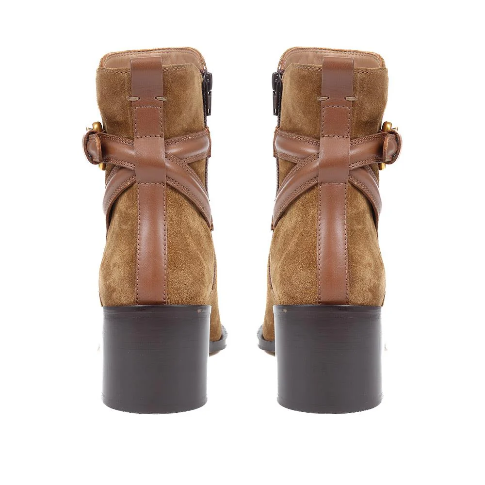 Lisabet Leather Buckle Strap Ankle Boots - LISABET / 324 249 - Tobacco - Image 3