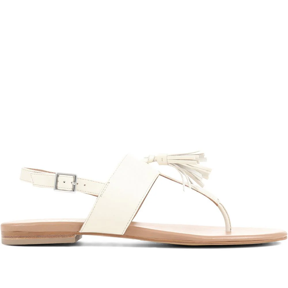 Lizabeth Leather Thong Sandals - LIZABETH / 323 350 - Cream - Image 2