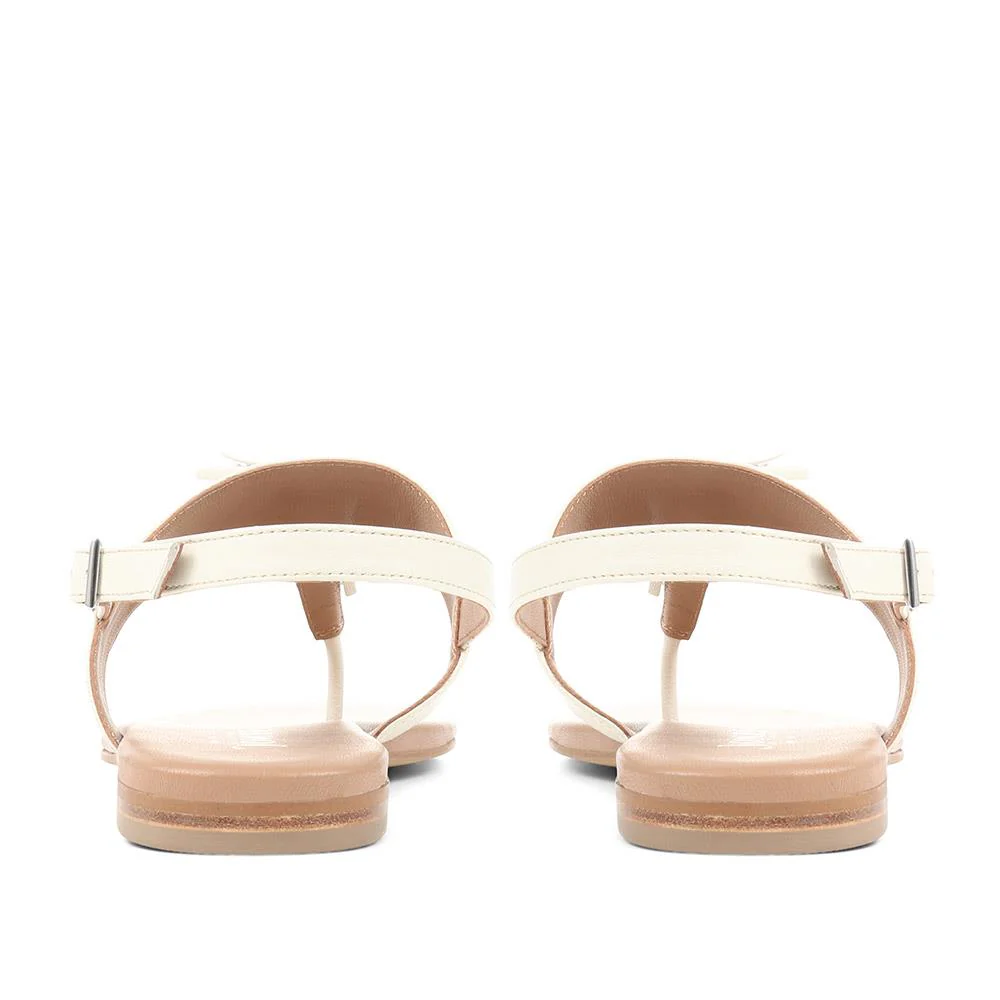 Lizabeth Leather Thong Sandals - LIZABETH / 323 350 - Cream - Image 3