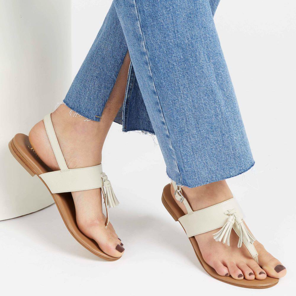 Lizabeth Leather Thong Sandals - LIZABETH / 323 350 - Cream - Image 5