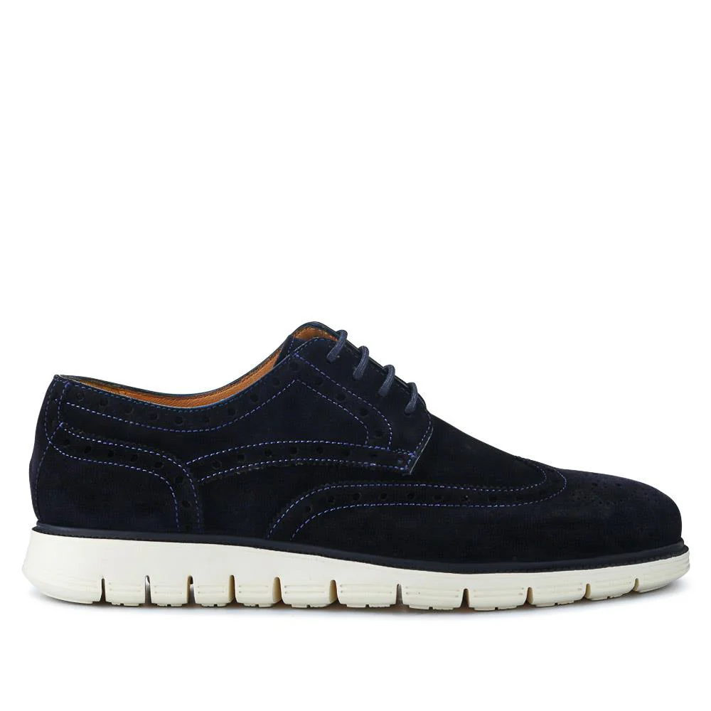 LondonCity2 Brogue Derby Shoes - LONDONCITY2 / 324 967 - Navy Suede - Image 2