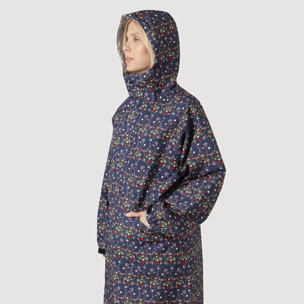 Long Rain-Proof Parka Coat - XKL41002 / 327 653 - Navy Floral - Image 5