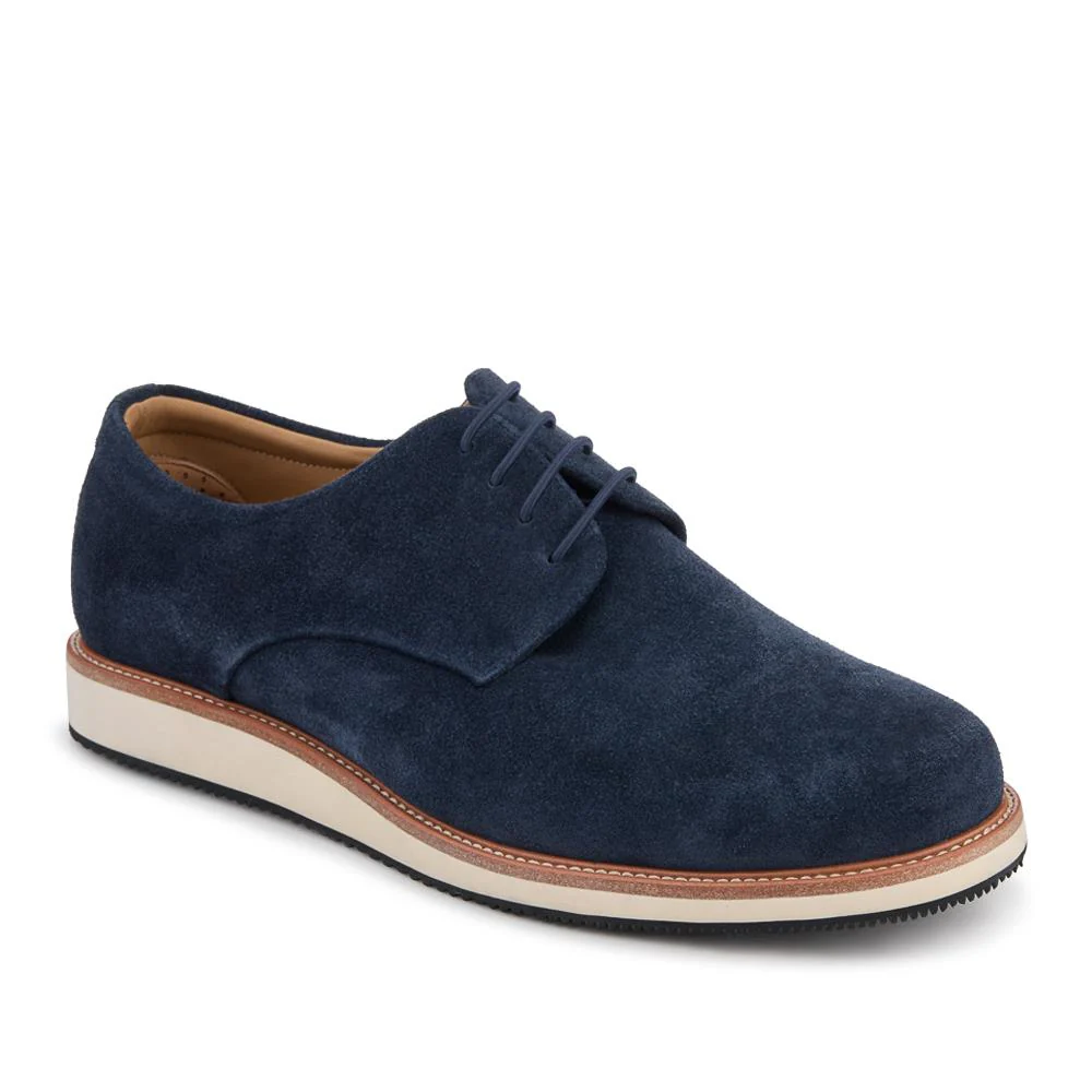 Longfield Wide Fit Leather Lace Up Shoes - LONGFIELD / 328 100 - Navy Suede