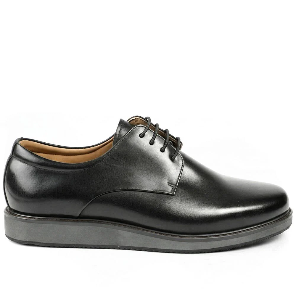 Longfield Wide Fit Leather Lace Up Shoes - LONGFIELD / 328 100 - Black - Image 2