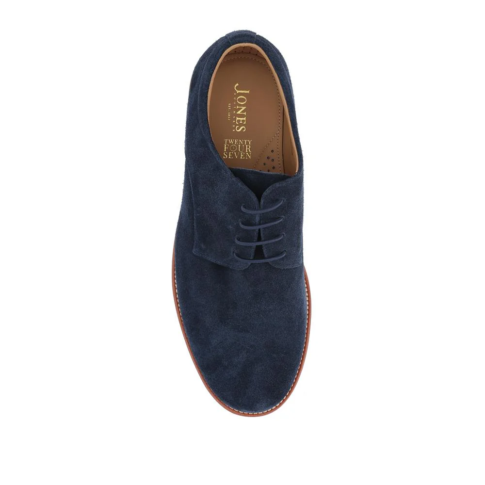 Longfield Wide Fit Leather Lace Up Shoes - LONGFIELD / 328 100 - Navy Suede - Image 4